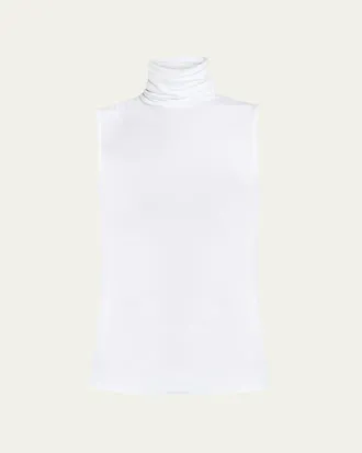 Majestic Filatures Soft Touch Viscose Sleeveless Turtleneck Top