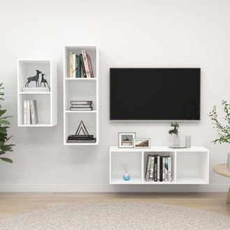 Berkfield Home 3 Piece TV Cabinet Set White Engineered Wood