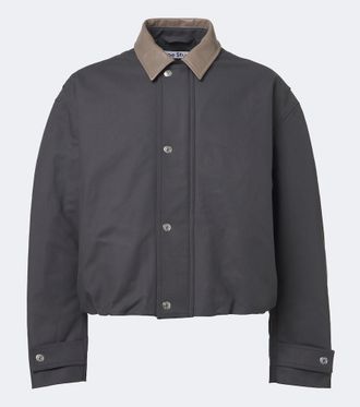 Acne Studios Leather-trimmed cropped cotton satin jacket