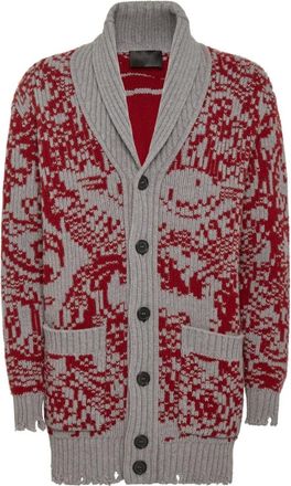 Philipp Plein Cardigan Long - Heren - Vesten - Grijs - XL - Wol - Truien & Vesten