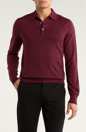 Brooks Brothers Swift Merino Wool Long Sleeve Polo in Burgundy at Nordstrom Rack, Size Xx-Large