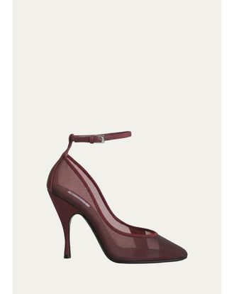 Alaia 100mm Mesh Ankle-Strap Pumps