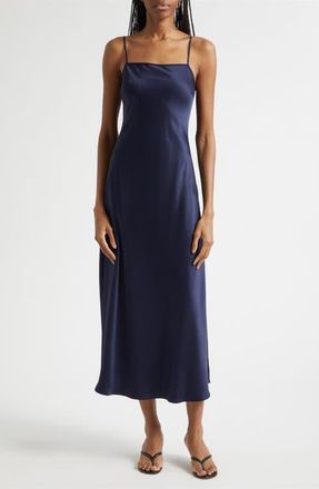 Toccin Lou Lou Satin Slipdress in Navy at Nordstrom, Size Xx-Small