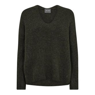 Mos Mosh V-Neck Knit Jumper in Grape Leaf - female - MOS MOSH - V-neck Knitwear - Green - XS - Knitwear