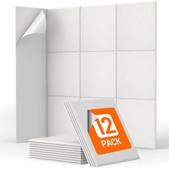 OEM 12 Paneles Autoadhesivos Insonorizantes Para Paredes, 30 X 30 X 0,9 Cm, Espuma Insonorizante De Alta Densidad, Aptos Para Insonorizar Oficinas, Color 