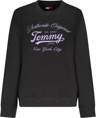 Tommy Hilfiger Zwarte Katoenen Dames Trui Geborsteld Uiterlijk - Dames - Sweatshirts - Zwart - S - Katoen - Hoodies & sweatvesten