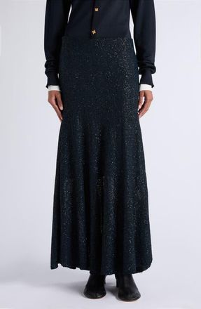 Bottega Veneta Sequins Double Layer Knit Skirt in 4071 Midnight Blue at Nordstrom, Size Medium