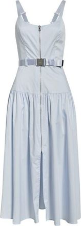 L'agence Rima Belted Front Zip Midi Dress in Pale Mist Blue at Nordstrom, Size 00