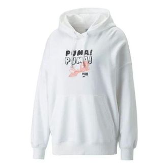 Puma (WMNS) PUMA Downtown Oversized Graphic Hoodie White 537633-02