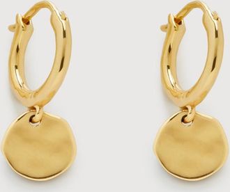 Monica Vinader Gold Siren Muse Disc Mini Huggie Earrings