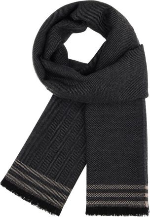 Boggi Milano Accessoires, Heren, Zwart, ONE Size, Wol, Visgraat wollen sjaal