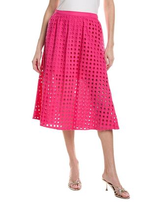 CeCe by Cynthia Steffe Circle Eyelet Midi Skirt