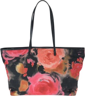 Fendi Black Orange Pink Nylon Leather Shoulder Bag Tote Bag (Pre-Owned)