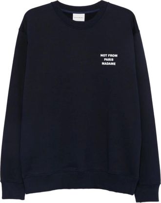 Dr&ocirc;le de Monsieur Le Sweatshirt Slogan - Heren - Sweatshirts & Hoodies - Blauw - Maat: M Katoen
