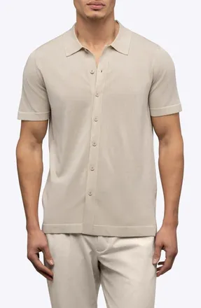 Cuts Riviera Cotton Blend Knit Camp Shirt in Sand Dune at Nordstrom, Size Xx-Large