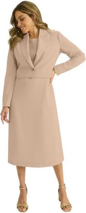 Jessica London Cropped Jacket Dress in New Khaki at Nordstrom, Size 30