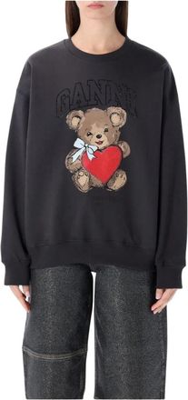 Ganni Sweatshirt met teddybeerprint - Dames - Sweatshirts - Zwart - L - Katoen - Hoodies & sweatvesten