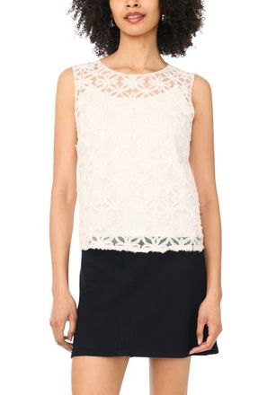 Vince Camuto Flower Appliqu&eacute; Sleeveless Top in New Ivory at Nordstrom, Size X-Small P
