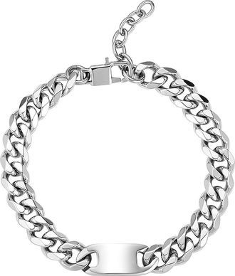 Geoffrey Beene Mens Stainless Steel Cuban Chain Bracelet in Silver at Nordstrom Rack