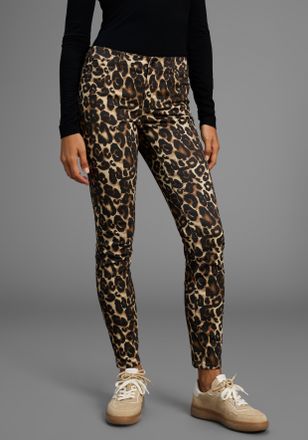 Laura Scott 5-Pocket-Hose LAURA SCOTT, Damen, Gr. 34, N-Gr, gemustert, Twill, Obermaterial: 97% Baumwolle, 3% Elasthan, animal-print, slim fit kn&ouml;chellang, Hosen 