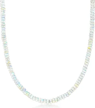Ross-Simons 4-4.5mm Opal Bead Necklace With 14kt Yellow Gold Magnetic Clasp