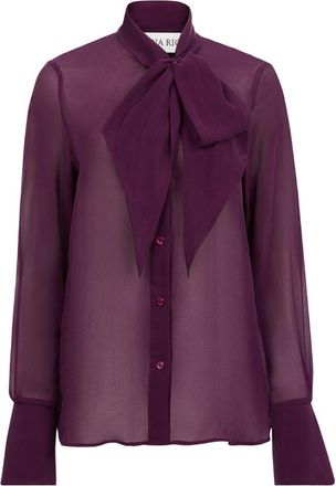 Nina Ricci Lightweight Sheer Blouse with Bow Tie Detail