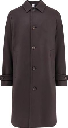 Hev&ograve; Single-Breasted Coat - Heren - Mantel - Bruin - M - Wol - Jassen