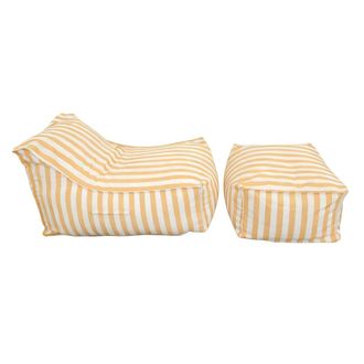 Concept Usine Conjunto de poufs de exterior a rayas amarillas, repelentes al agua y