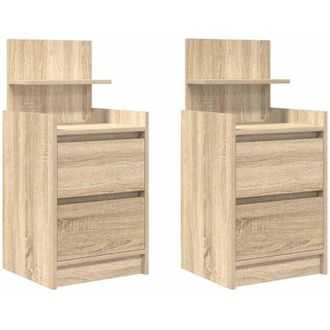 vidaXL Vidaxl - Mesillas De Noche Con 2 Cajones 2 Uds Roble Sonoma 38x34x80 Cm