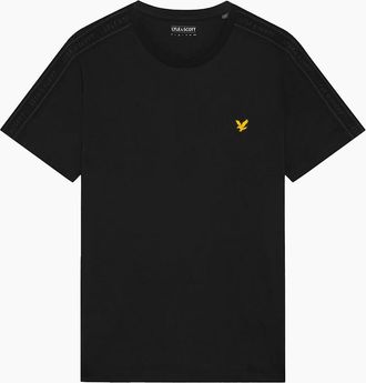 Lyle & Scott Mens Lyle & Scott Jaquard tape T shirt JET BLACK - Size: 38