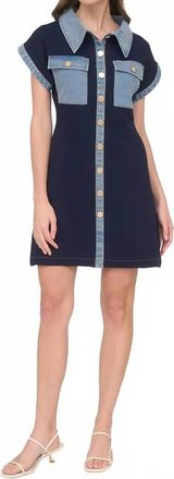 ZOE AND CLAIRE Lizzie Knit Denim Mini Dress In Navy