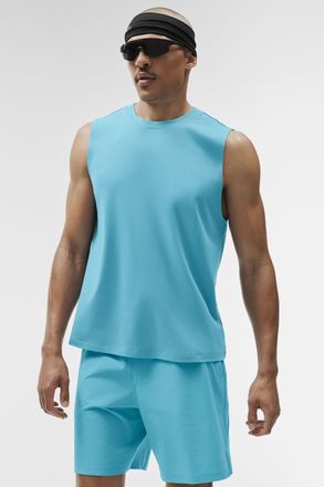 Alo | Conquer Muscle Tank Top in Blue Breeze, Size: Medium
