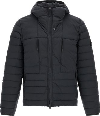Stone Island Blue Quilted Hood Jacket