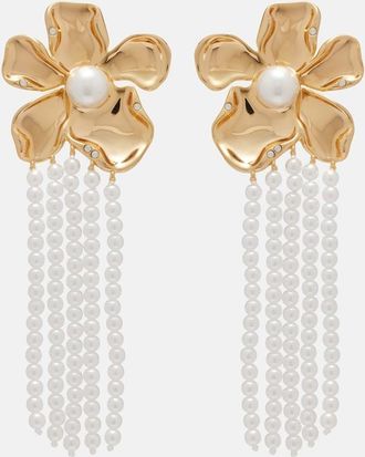 Self Portrait Embellished faux pearl drop earrings