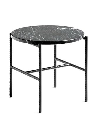 HAY Round Marble ribbed legs table - Zwart