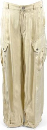 Pinko Pantalones Cargo de Sat&eacute;n - Trousers - Mujer - Beige - XS