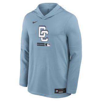 Nike Washington Nationals City Connect Nike Mens Dri-FIT MLB Long-Sleeve Hooded Top in Blue | 03B940DWTL-Z4C