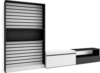 Skraut Home Skraut Home - Muebles De Sal&oacute;n Para Tv, Conjunto De Muebles Comedor, 310x186x35cm, Para Tv Hasta 80, Mueble Televisi&oacute;n, Estilo Moderno, Blanco Y Negro