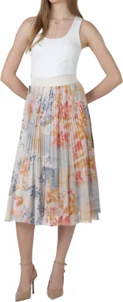 Dex Clothing Pastel Petals Pleated Midi Skirt In Floral Patch