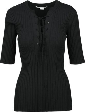Stella McCartney Sottogiacca - Dames - Ronde hals truien - Zwart - M - Polyester - Truien & Vesten