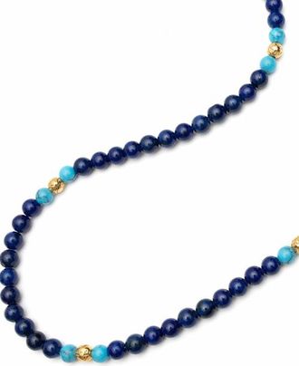 Nialaya Stone Beaded Necklace in Blue Lapis /Turquoise /Gold at Nordstrom