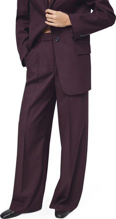 Mango Hidra Seamed Wide Leg Pants in Wine at Nordstrom, Size 10