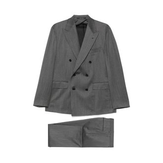 Tagliatore Double Breasted Suits, male, Gray, Size: M Suit