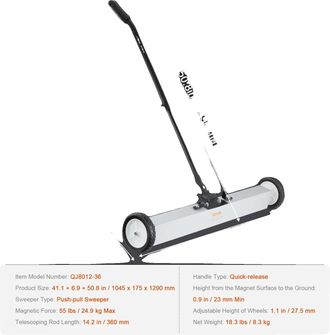 OEM Barredora Magn&eacute;tica, Alta Capacidad De Carga, Dise&ntilde;o F&aacute;cil De Usar, 41,1 Pulgadas, 55 Libras M&aacute;x