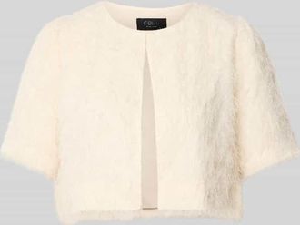 s.Oliver Black Label Regular Fit Bolero mit feinen Fransen in Beige, Gr&ouml;&szlig;e 34