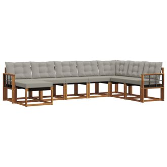 vidaXL Conjunto De Sof&aacute;s De Exterior 8 Pcs Gris Natural Y Claro Vidaxl