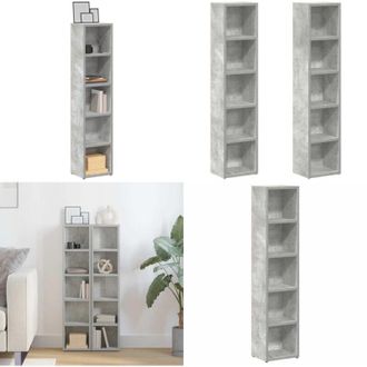 vidaXL Scaffali CD 2pz Grigio Cemento 21x16x93,5 cm Legno Multistrato - Scaffali in legno - Scaffali per CD e DVD