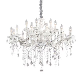 Netlighting Florian 18 Light Crystal Chandelier Chrome Finish E14 in Clear