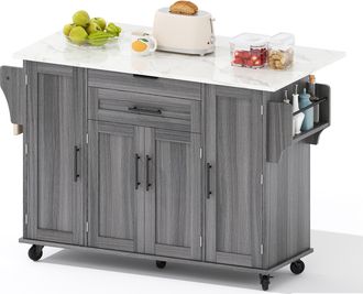 STILVORA Carrito De Cocina Con 4 Puertas, 2 Cajones, Estantes Ajustables, Toallero Y Especiero, 136 X 70 X 92 Cm