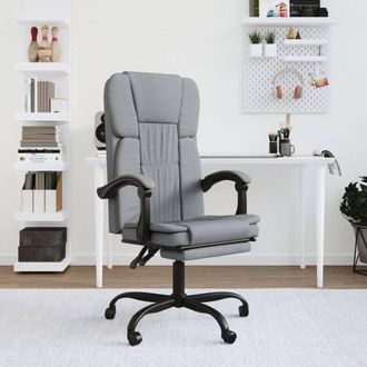 vidaXL Silla De Oficina Reclinable De Tela Gris Claro Vidaxl